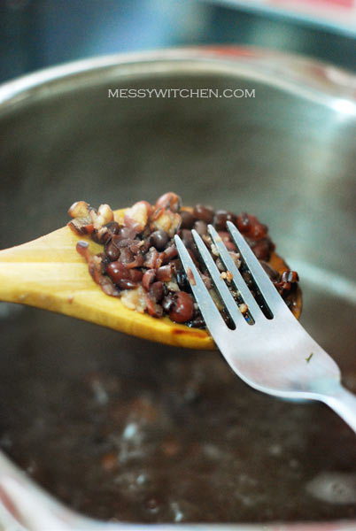 Mash Cooked Red Beans With Fork